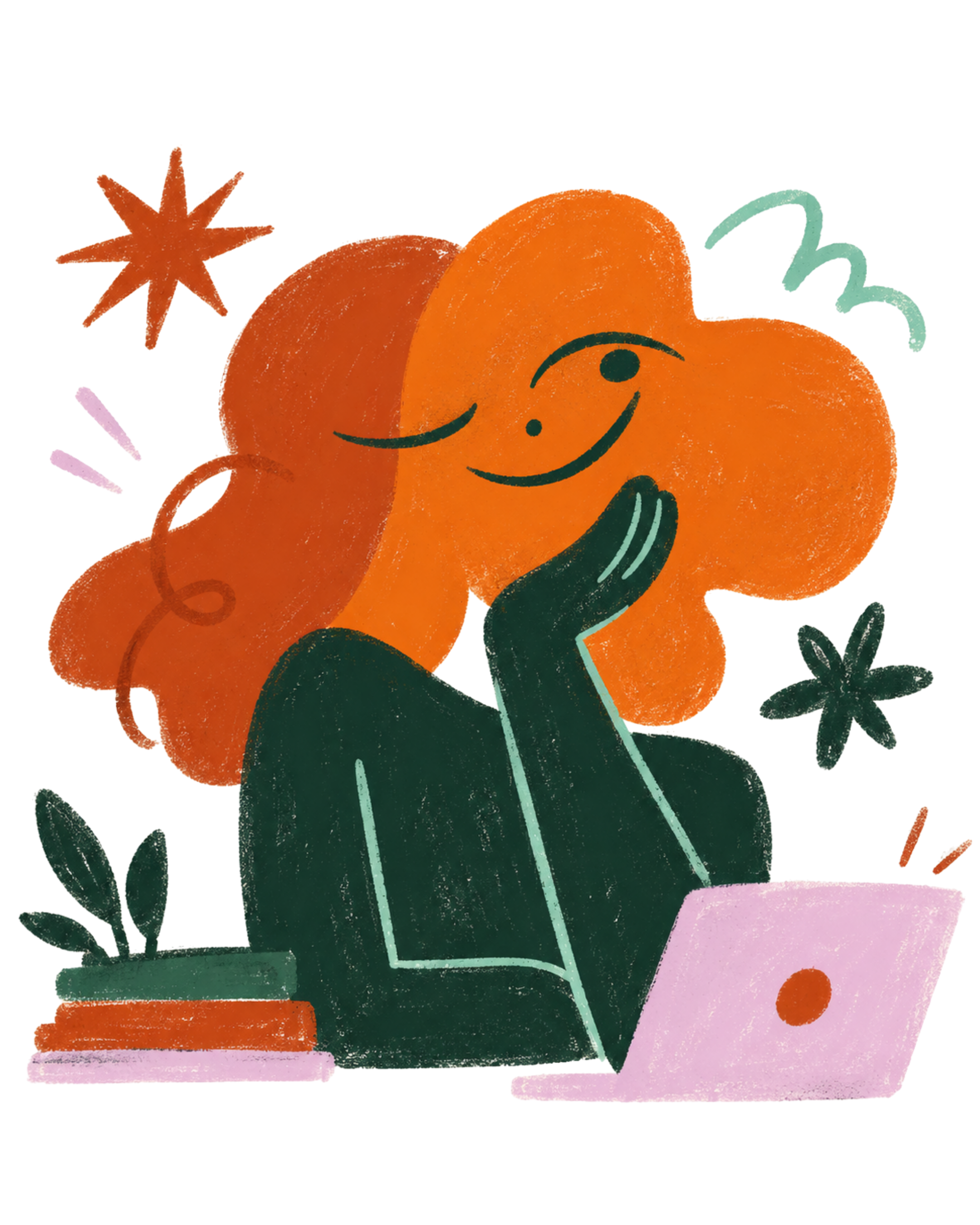Ilustração: Thainne no notebook